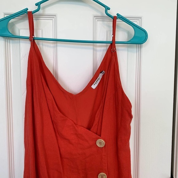 Lush Orange Billie Button Front Mini Wrap Dress Size Large - Picture 3 of 4
